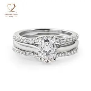 Delzzad 1.8ct Heavenly Nest Ring Engagement Ring Triple Stacking Ring VVS Synthetic Moissanite Ring Jewelry Copper Band Perfect Birthday Engagement Wedding Anniversary Christmas Valentine's Day Gift