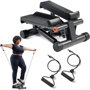 Exercise at Home, Stair Step Workout Machine with Resistance Band and Over 300lb Weight Capacity, Optional Twist Motion
