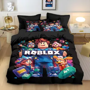 3-Piece Roblox Game Pattern Bedding Set, Includes 1 Duvet Cover and 2 Pillowcases, Soft Comfortable, Perfect Gift for Fans
