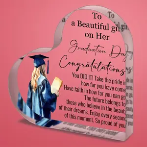 1Pcs Laser Engraved Graduation Memorial Trophy – 2D Flat Elegant Acrylic Academic Award, Desktop Display – Long-Lasting Keepsake, Perfect Gift for Graduating Daughter or Sister