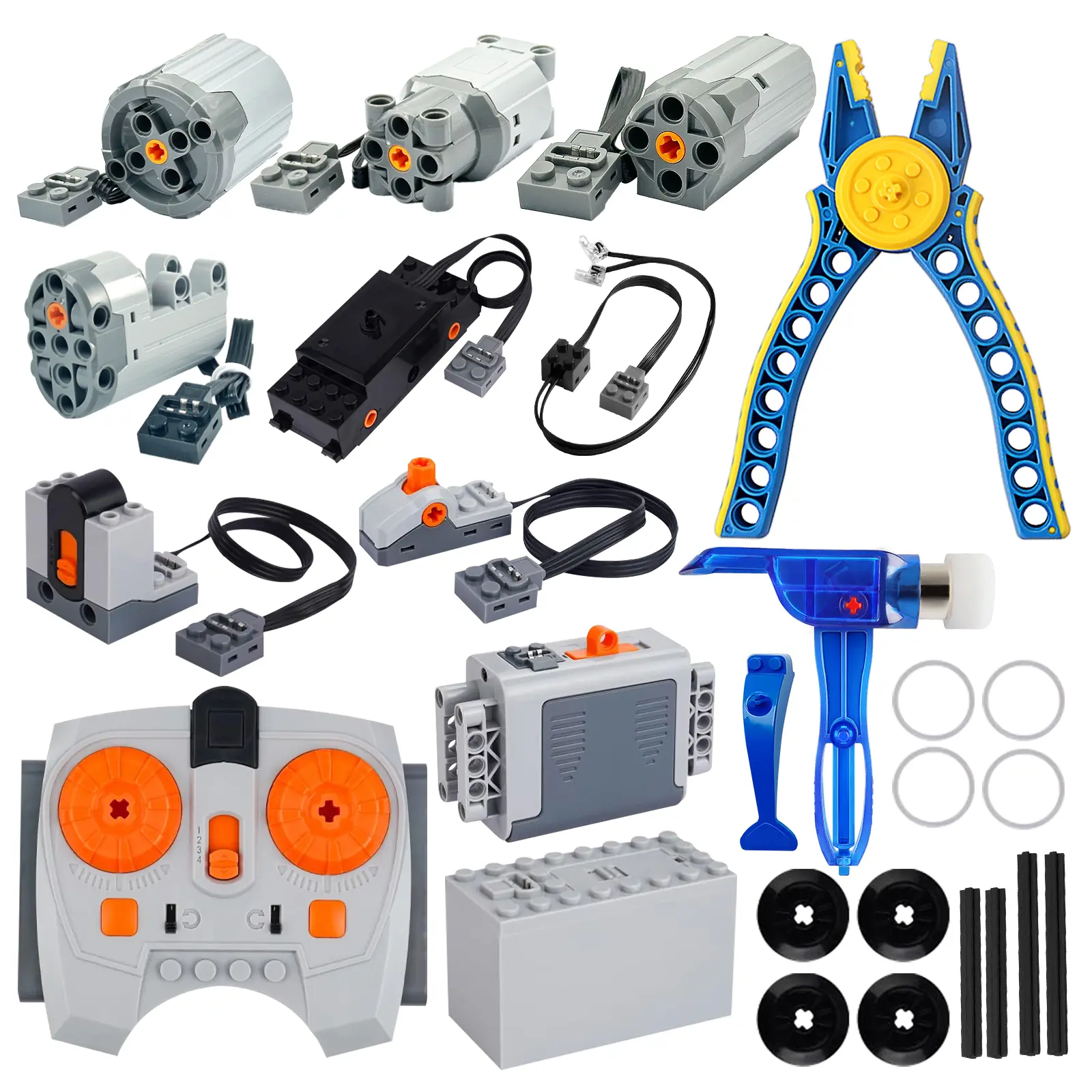 26in1 Motor Set Compatible with Train Technic Cars, DIY Stem Motor Kit, Speed Remote Control, Receiver, Battery Box, Separator Bricks Tool Gift Creative Toys for Building Block Accessories