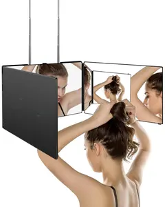 360 Viewing Angle Self Hair  Mirror, Clear Anti-Fog HD Glass (Black Without LED Without Accessories)