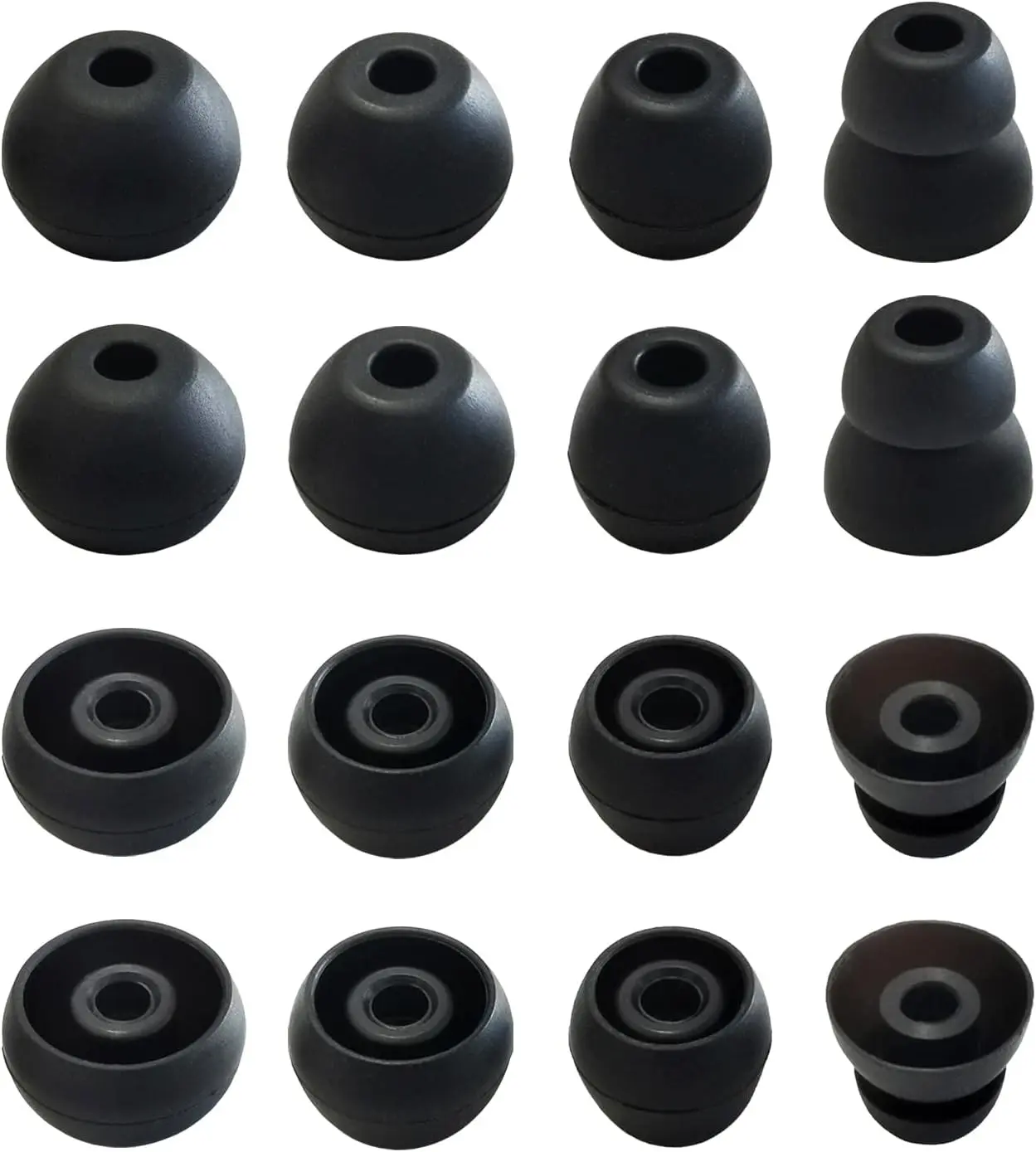Replacement Ear Tips for  Flex, X, Powerbeats - Double Flange, Rubber, 8 Pairs Black