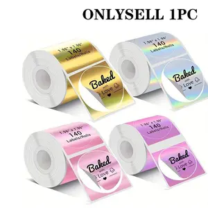 Holographic Thermal Label Paper, Self-Adhesive, Logo & Qr Code, Name Labels, Inventory, Compatible with Multiple Printers