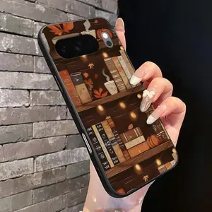 Rounded Edge TPU Phone Case for Google Pixel 10 9 XL 8 7 Pro A Autumn Book Nook Pattern Drop Protection Shockproof Soft Liquid Silicone Smartphone Cover