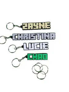 Personalized 3D Printed Pixel Font Style Keychain | Custom Name Pixel Style Font Syle Key Ring..