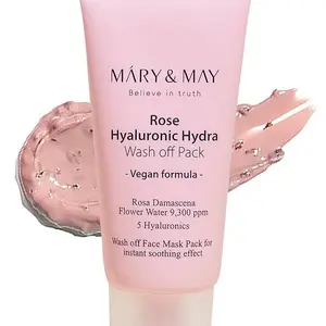 Mary & May Rose Hyaluronic Hydra Wash Off Mask Vegan Formula Korean Skincare with 5 Hyaluronic Acids for Deep Moisturizing & Refreshing