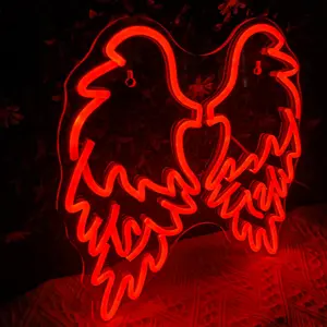 Wing Shaped Neon Sign, USB Plug Powered LED Neon Light, Wall Mounted Neon Sign for Home Room Decoration, Girls Room, Zoo, Amusement Park, Club, Led Mood Light, Atmosphere Lighting
