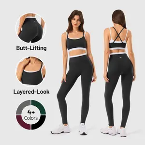 INNO MINT Women's Workout Set 2 Pieces Workout Outfits Seamless Yoga Leggings with Padded Sports Bras Athletic Gym Casual Outfits
