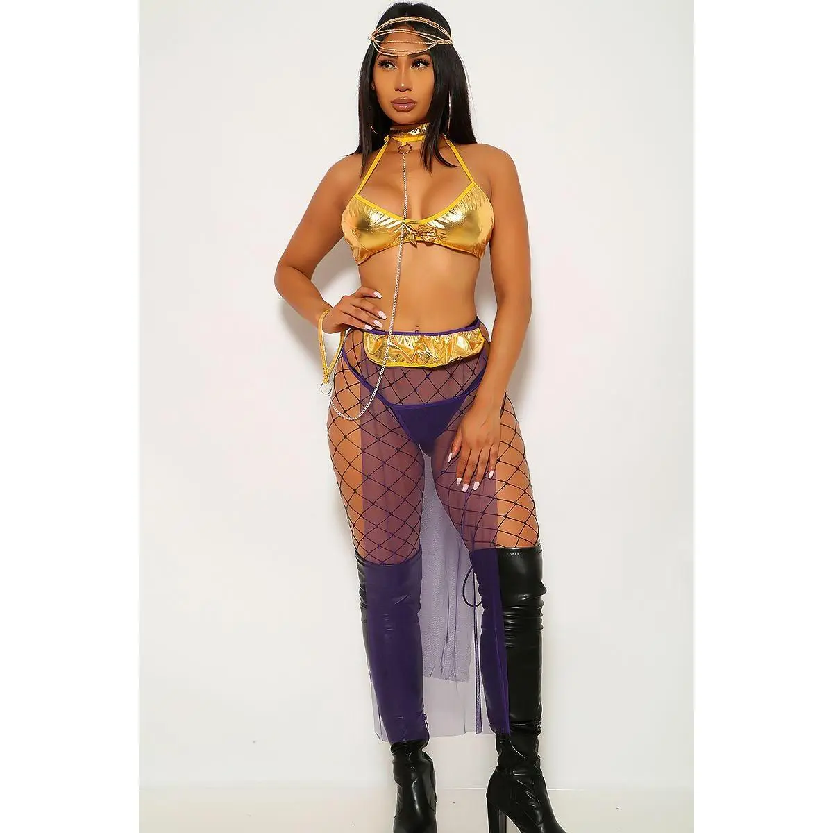 Sexy Marigold Purple Gypsy 5Pc. Costume Set