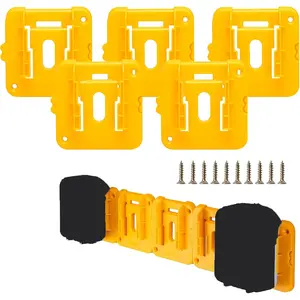 2/5 Pack Battery Mount Holder Compatible for Dewalt 18V/20V/60V Battery Holder Fit for DCB200/203/206 Batteries Wall, Work Van, Shelf, Toolbox,Tool Organizer And Utility Rack | Wall Bracket | Durable Plastic, Battery Storage Rack, Multifunctional Rack