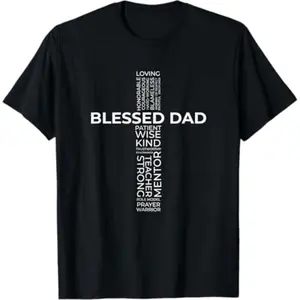 Blessed Dad Cross T Shirt for Fathers Day Family Gift