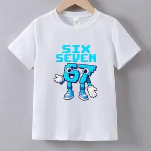 67 Italian Meme T-Shirt |     Loose Short-Sleeve Crew Neck Top with 67 Design for Kids, Casual Wear for Spring and Summer