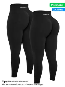 Plus Size 1/2 Packs Women's High-Waisted Leggings, Quick-Dry Stretchy Fitness Bottoms with Tummy-Control, Fitness Training Pant, Skinny Pants for Curvy Women, Sportswear for Yoga and Gym, High Waist Compression, Suitable for All Seasons