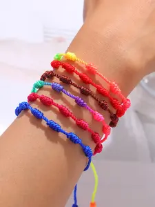 Elegant Rainbow Weave Stackable Bracelet, Adjustable Fashion Accessory for Couples & Best Friends, Perfect Daily Wear Jewelry