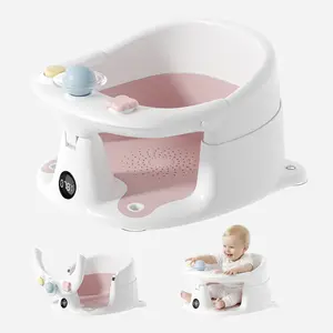 BabyBond Baby Bath Seat for 6 Months & Up with Built-in Thermometer, Strong Suction Cups & Sensory Toys, Non-Slip, Comfortable Infant Bath Seat for Babies Sitting Up
