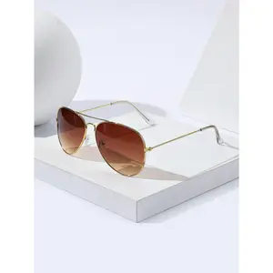 1pcs Coated Gold Men Retro Metal Double - Beam 90s Cowboy Western Style Glasses. Lightweight, for summer UV protection. Suitable for commuting, vacations, music festivals (Coachella etc. ), concerts (country, hard rock, rap), raves and beach festiv