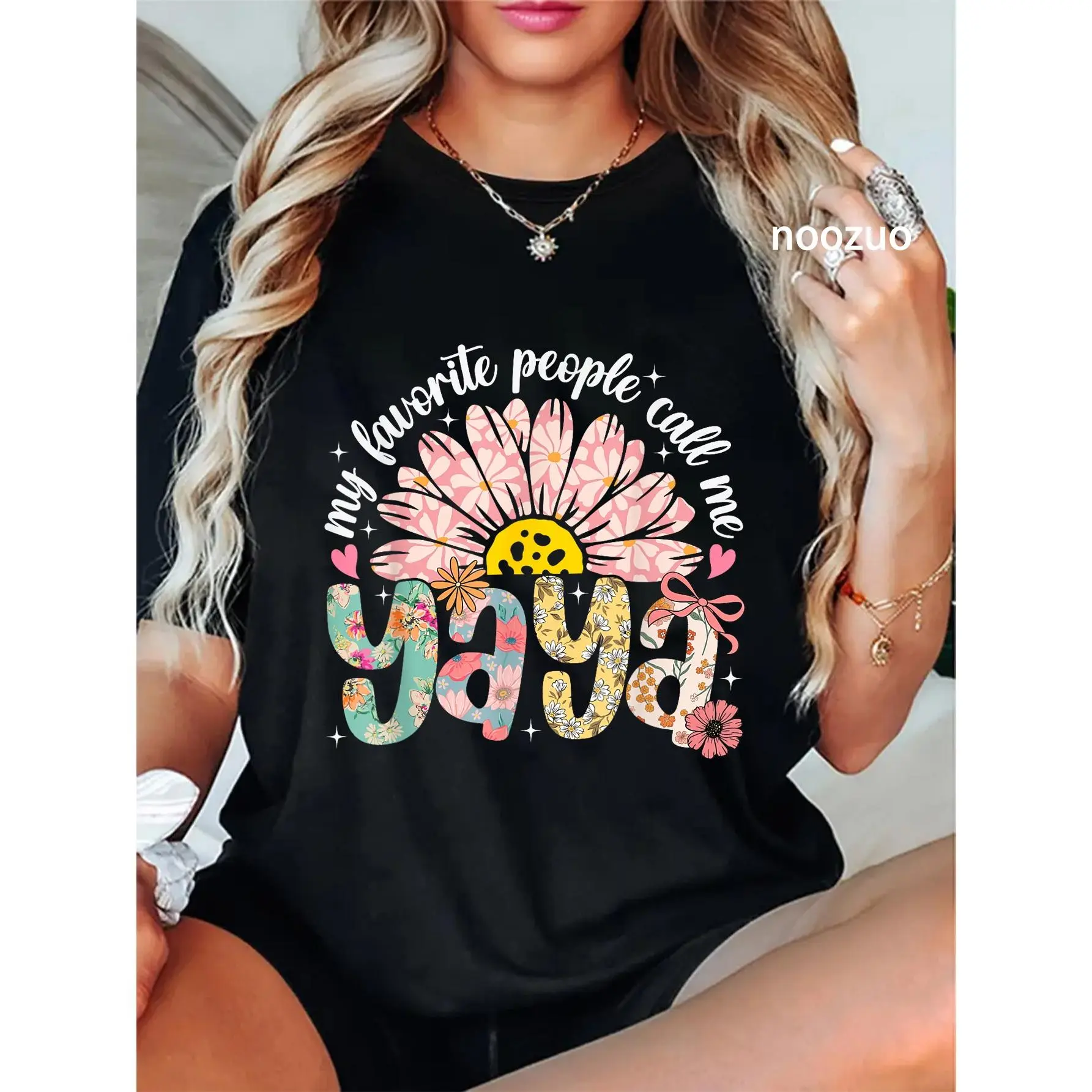 100% Cotton My Favorite People Call Me Yaya Mothers Day Girly Women T-Shirt