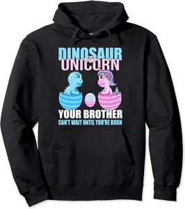 Dinosaur Or Unicorn Until You're Born Brother Gender Reveal Pullover Hoodie - Janessaho Shop 61B09W1MMKQY
