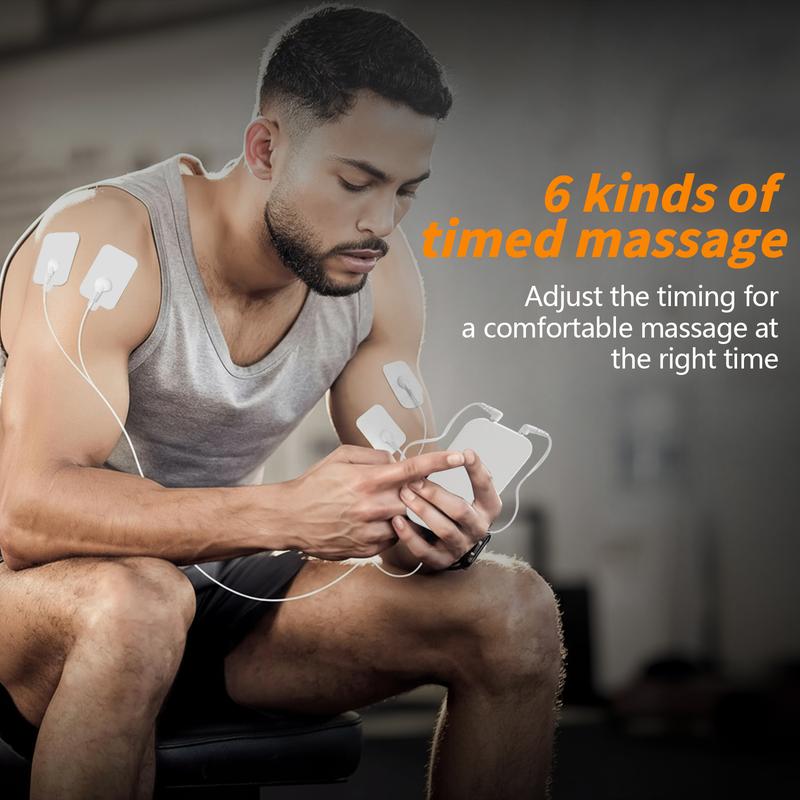 All-Round Muscle Relaxation, Long-Lasting 40-Hour Battery, Body Pulse Massager Portable Electric Stimulators 6 Timed Modes and 10 Massage Patterns with Reusable 8 or 4 Pads TENS EMS Unit for Back, Shoulder, Neck, Sciatica Massage, for Daily Comfort