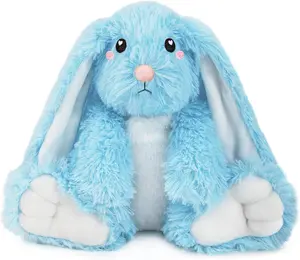 Bunny Microwavable Stuffed Animal – 1.5 lb Unscented Heating Pad Plush, Soft Cozy Bunny Toy for Relaxation and Comfort, Gift for Women, Girls, Adults & Kids by Happy Fuel, Blue