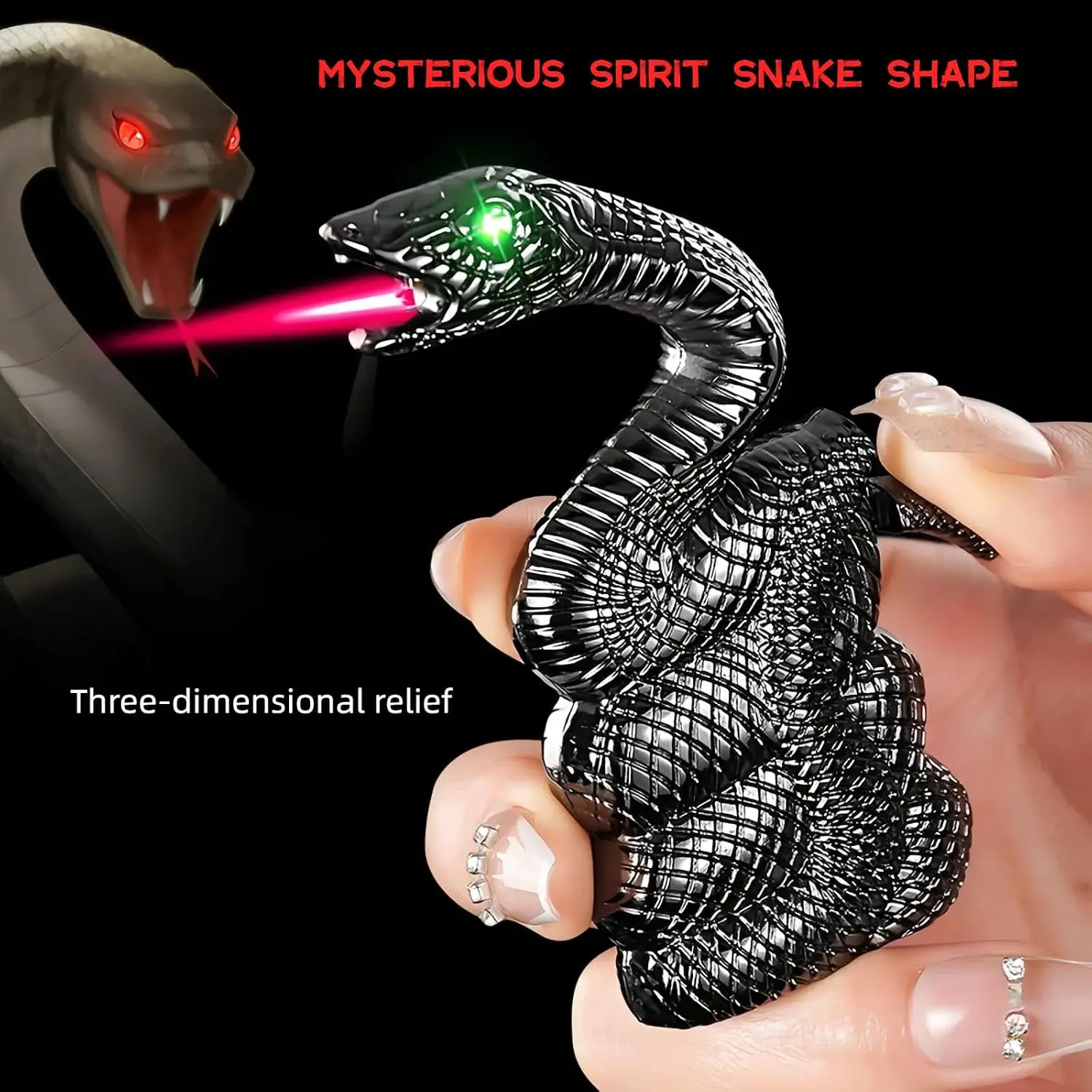 Butane-free, Creative Snake-shaped Lighter, Direct-flame Type, Adjustable Flame, Refillable, Suitable For Camping, Barbecuing and Cooking