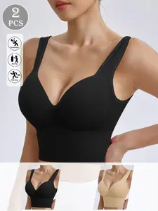 Women's Seamless Comfort Sports Bra Set, Yoga Fitness Bra, Perfect for Girls Who Love Fitness, 2 Piece Pack, Seamless Sports Bras