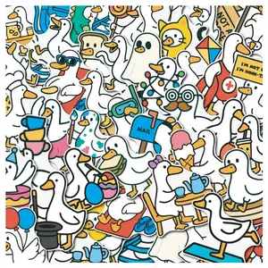 50pcs of cute and creative cartoon stickers featuring geese, perfect for scrapbooks, diaries, laptops, water bottles, cars, and other items. A gift with a positive message and based on beliefs. Sticker Decals