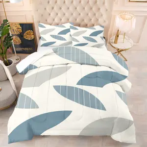 2/3 Pcs Geometric Curved Stripe Comforter Set, Light Luxury Soft Breathable Minimalist Bedding, Suitable for Adults, Kids and Teens, Ideal for Home, Dorms, Guest Rooms, Personal Use and Gifting (With Filling No Pillow Core)