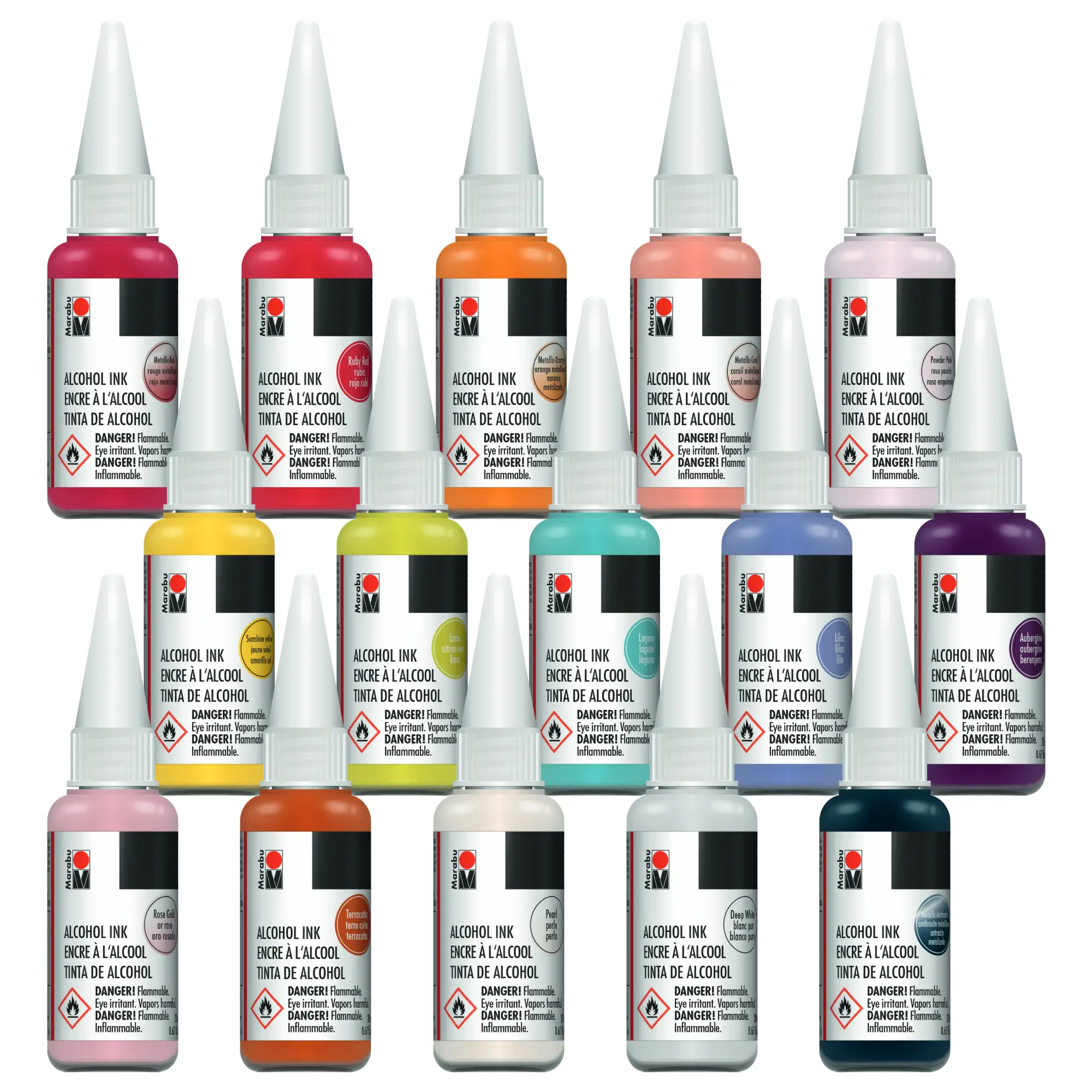 Marabu Alcohol Ink - Vibrant, Neon, Pastel, and Metallic Colors - Fast Drying & Permanent - for Epoxy Resin, Alcohol Ink Paper, and Tumblers