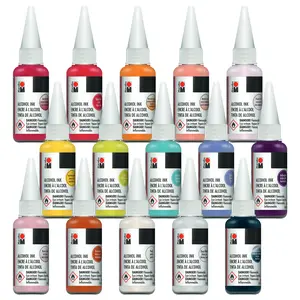 Marabu Alcohol Ink - Vibrant, Neon, Pastel, and Metallic Colors - Fast Drying & Permanent - for Epoxy Resin, Alcohol Ink Paper, and Tumblers