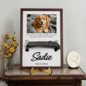 Custom Dog Memorial Collar Sign | Wooden Pet Memorial Frame with Collar Holder | Pet Loss Sympathy Gift | Personalized Dog Memorial Keepsake, 2 layered