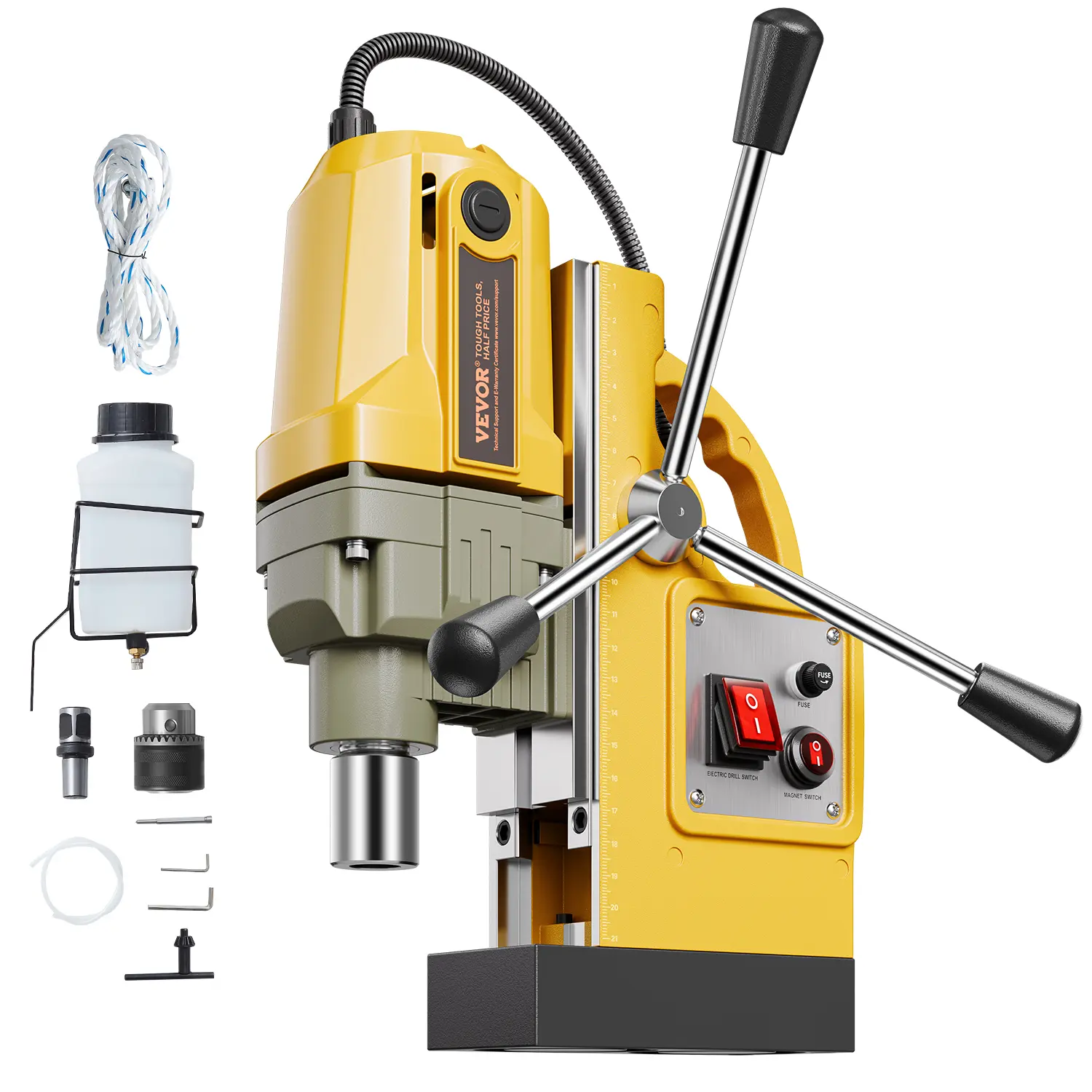 【summerfinds】VEVOR Magnetic Drill Press - 1400W Electronic Drill, 2810 lbf Heavy Duty Industrial Power Tool, 1.6 in Boring Diameter, 800 RPM, Anti-Corrosion, Wear Resistance, Comfortable Grip, Cooling System, Father's Day Gift, Power Tools, 1400W Copper M