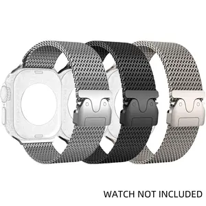 Milanese Mesh Loop Watch Band, Stainless Steel Mesh Loop Watch Band with Parachute-style Buckle, Wearable Accessories Compatible with Apple Watch