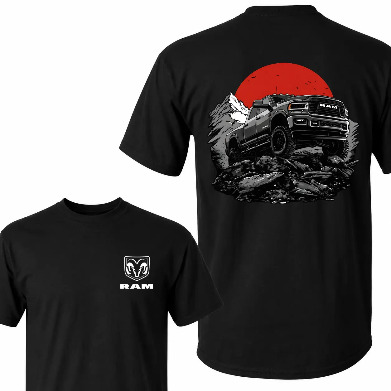 Men's RAM Truck Graphic T-Shirt |   Black Cotton Off-Road Automotive Tee