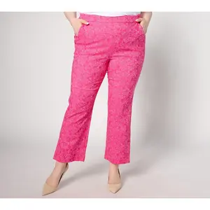 Isaac Mizrahi Live! Petite Stretch Jacquard Wide Leg Ankle Pants