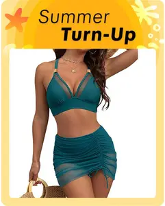 Blooming Jelly Cruvy Mesh High Wasited Bikini Sets Womens Tummy Control Swimsuits Swim Dress