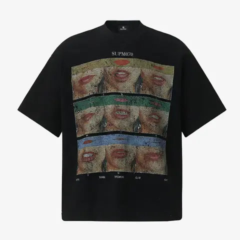 Supermade Pop Art Lip Print Graphic T-Shirt Womenswear