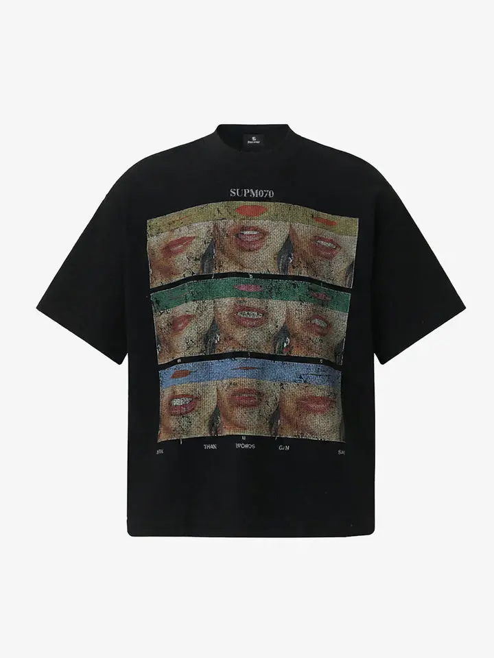 Pop Art Lip Print Graphic T-Shirt Womenswear
