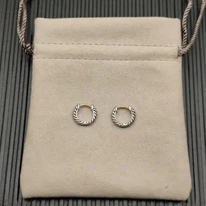 S925 sterling silver new style 11mm cable micro hug earrings unisex personality classic fashion retro trend luxury jewelry gift