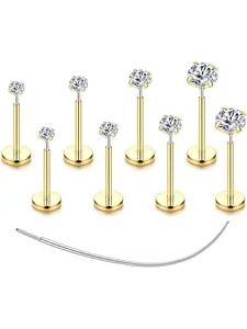 Flat Back Earrings Stud G23 Titanium Threadless Piercing Kit - Cartilage Earrings for Women Men - Hypoallergenic Tragus | Conch | Rook | Daith | Medusa | Lip | Labret | Nose Piercings Jewelry Piercings Kits