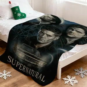 Cozy Blanket Featuring Dean, Sam, And Castiel from The Supernatural Series - Perfect for Any Season, Suitable for Use on a Sofa, Bed, Or During Travel And Camping - Easy to Wash And an Ideal Gift for Supernatural Enthusiasts - Great for Home Decorat