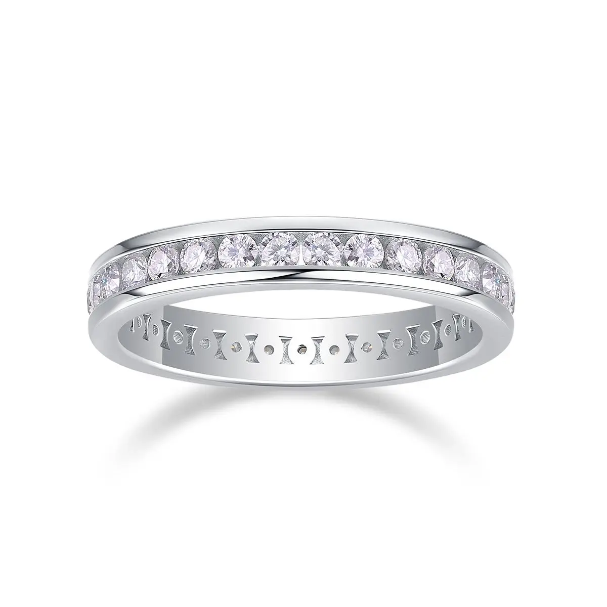 Moissanite Eternity Band 925 Sterling Silver Channel Setting Wedding  Anniversary Gift for Her woman s jewelry s925 silver fashion exquisite trendy ring