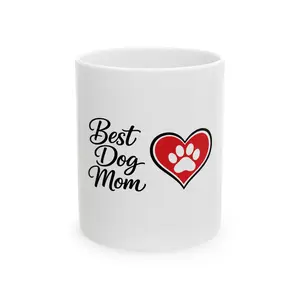 Best Dog Mom Mug | Paw Heart Ceramic Coffee Cup