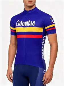 Men's Cycling Top, Short Sleeve Bike Shirt with 3 Back Pockets, Digital Print, Slim Fit, All Seasons, Sporty Style, Outdoor Riding