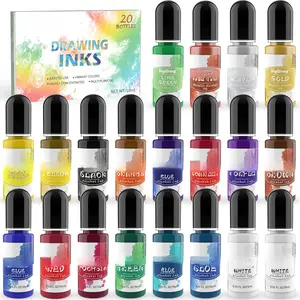 Ink Set - Vibrant Colors High Concentrated -Based Ink, Concentrated Epoxy   Colour Dye  for  Petri Dish, Coaster, Painting (10ml Each)