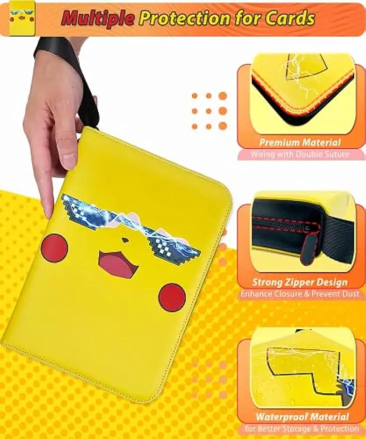 SupAI Binder for Pokemon Cards with Sleeves, Card Holder Binder for Trading  Cards, Holds Up to 440 Standard Size Cards, 55 Pcs 4-Pocket Pages Card  Binder Album with Zipper Carrying Case - TikTok Shop