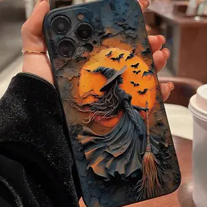 Halloween Witch Bat Pattern Anti-Drop Tpu Phone Case for iPhone 6-16 Pro Max, Protective Cover, Ideal Gift for Women & Teens, Accessories