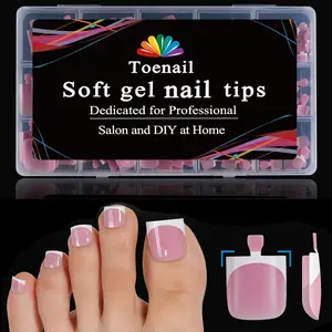 Square Tip Press-On Full Coverage Nail Stickers, Soft Gel False Toe Extension Kit, Pre-Cut Transparent Matte Long Claw Nails, 150 Pieces, 15 Sizes