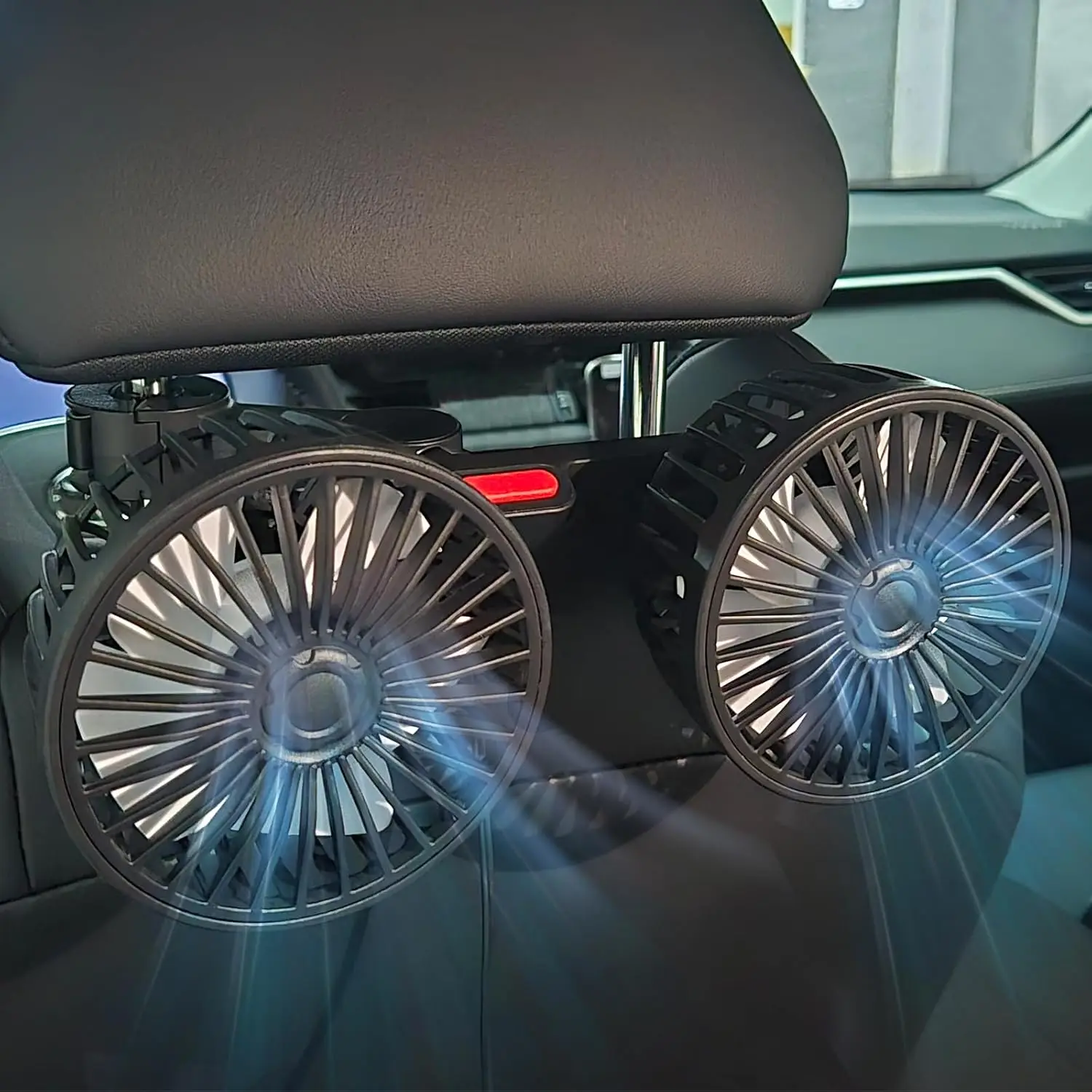 Car Backseat Fan, USB Powered Adjustable Car Backseat Fan, 360° Rotatable Cooling Air Fan for Rear Seat Passenger, Portable Car Seat Fan for Vehicle,